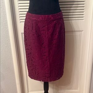 CAbi Lace Pencil Skirt - Wine